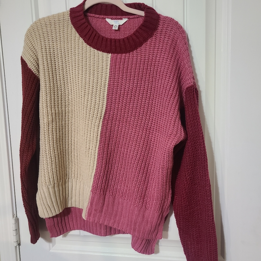 NEW WOMENS TIME & TRU MULTI COLOR LONG SLEEVE SWEATER MEDIUM